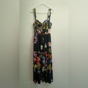 PREOWNED AGUA BENDITA DUNNA MOSS FLORAL MAXI DRESS SIZE M